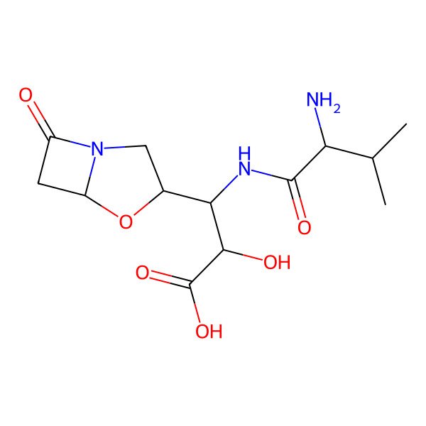 2D Structure of Serine, 3-(7-oxo-4-oxa-1-azabicyclo(3.2.0)hept-3-yl)-N-L-valyl-