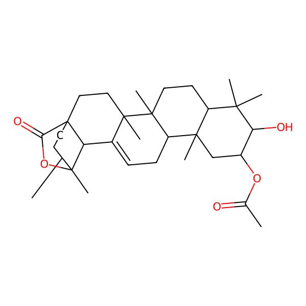 2D Structure of [(1S,4S,5R,8R,10R,11R,13R,14R,18S,19S,20R)-10-hydroxy-4,5,9,9,13,19,20-heptamethyl-23-oxo-24-oxahexacyclo[17.3.2.01,18.04,17.05,14.08,13]tetracos-16-en-11-yl] acetate
