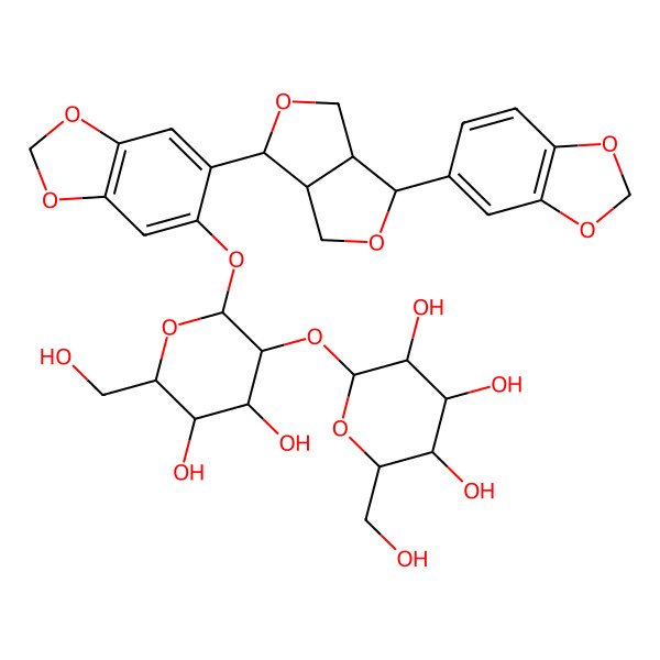 2D Structure of Sesaminol glucosyl-(1->2)-glucoside