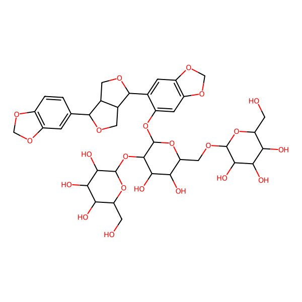 2D Structure of Sesaminol glucosyl-(1->2)-[glucosyl-(1->6)]-glucoside