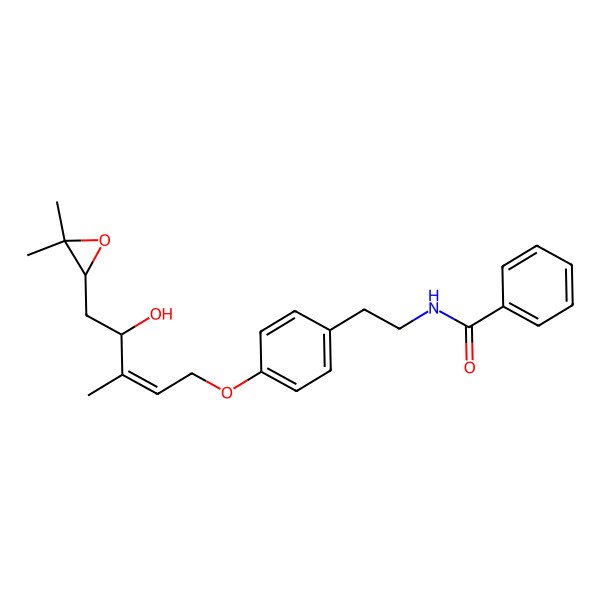 2D Structure of N-(2-(4-(((2E)-5-(3,3-Dimethyl-2-oxiranyl)-4-hydroxy-3-methyl-2-penten-1-yl)oxy)phenyl)ethyl)benzamide