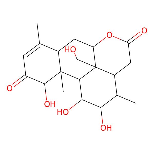 2D Structure of (1R,2S,3S,7S,9R,13S,14R,15R,16R,17S)-3,15,16-trihydroxy-17-(hydroxymethyl)-2,6,14-trimethyl-10-oxatetracyclo[7.7.1.02,7.013,17]heptadec-5-ene-4,11-dione