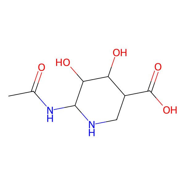 2D Structure of (3S,4S,5R,6R)-6-acetamido-4,5-dihydroxypiperidine-3-carboxylic acid