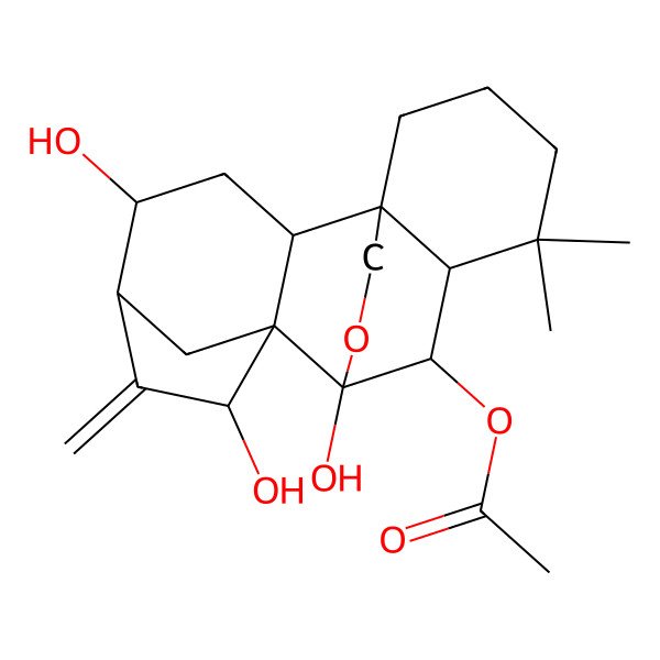 2D Structure of [(1R,2S,4R,5R,7R,8S,9S,10S,11R)-4,7,9-trihydroxy-12,12-dimethyl-6-methylidene-17-oxapentacyclo[7.6.2.15,8.01,11.02,8]octadecan-10-yl] acetate