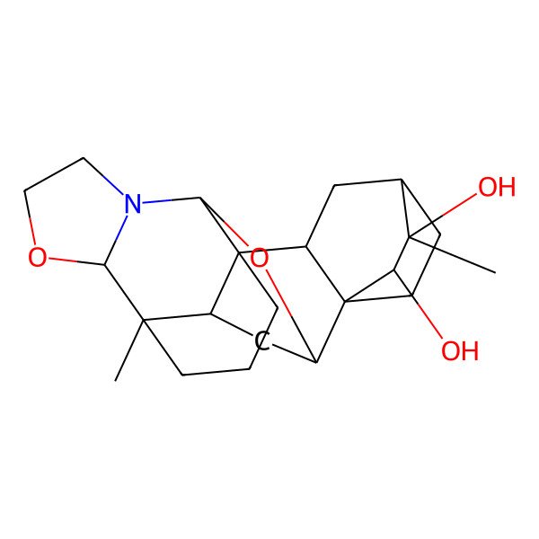 2D Structure of (1R,2S,3R,4R,5S,7R,8R,12R,13S,21R)-4,12-dimethyl-14,19-dioxa-17-azaheptacyclo[10.7.2.22,5.02,7.08,18.08,21.013,17]tricosane-3,4-diol