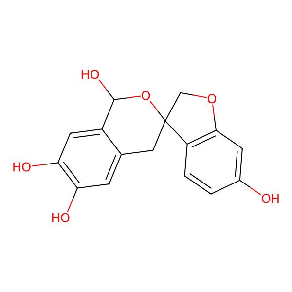2D Structure of spiro[1,4-dihydroisochromene-3,3'-2H-1-benzofuran]-1,6,6',7-tetrol
