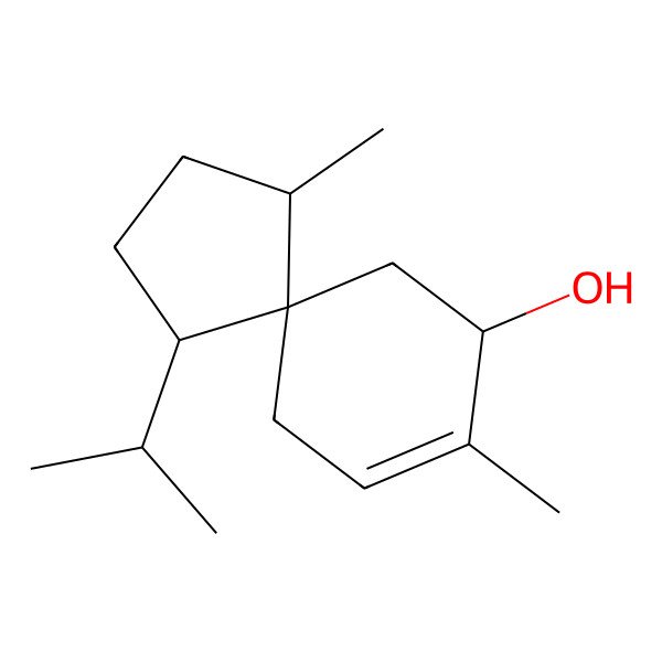 2D Structure of Spiro[4.5]dec-8-en-7-ol, 1,8-dimethyl-4-(1-methylethyl)-