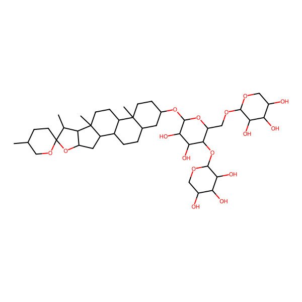 2D Structure of Spirostan-3-yl pentopyranosyl-(1->4)-[pentopyranosyl-(1->6)]hexopyranoside