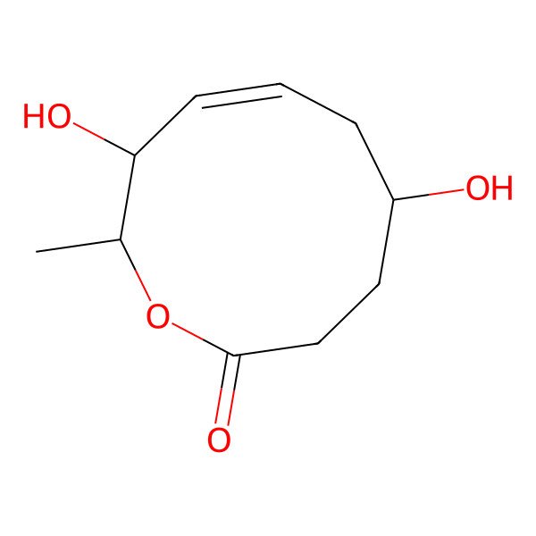 2D Structure of (2R,3R,4Z,7S)-3,7-dihydroxy-2-methyl-2,3,6,7,8,9-hexahydrooxecin-10-one