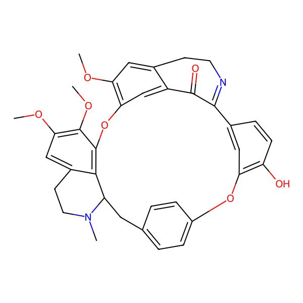 2D Structure of (13S)-5-hydroxy-19,20,24-trimethoxy-14-methyl-7,22-dioxa-14,29-diazaheptacyclo[21.6.3.28,11.12,6.113,17.026,31.021,33]hexatriaconta-1(29),2(36),3,5,8,10,17,19,21(33),23,25,31,34-tridecaen-30-one