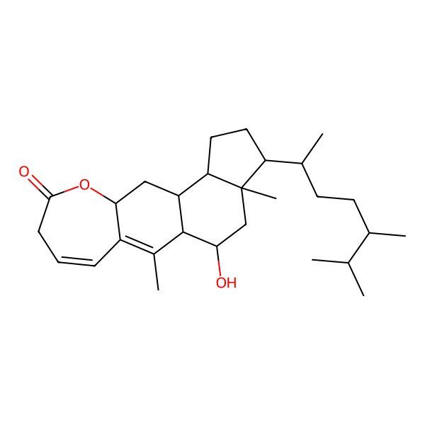 2D Structure of (1S,9R,11S,12S,15R,16R,18R)-15-[(2R,5S)-5,6-dimethylheptan-2-yl]-18-hydroxy-2,16-dimethyl-8-oxatetracyclo[9.7.0.03,9.012,16]octadeca-2,4-dien-7-one