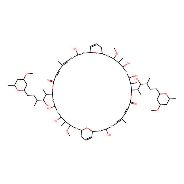 2D Structure of (1S,3S,5E,7Z,11R,12R,13S,15R,16R,17R,19R,23S,25S,27E,29Z,33R,35S,37R,38S,39R,41S)-3,13,15,25,35,37-hexahydroxy-33-[(2S,3R,4R)-3-hydroxy-6-[(2R,4S,6R)-4-methoxy-6-methyloxan-2-yl]-4-methylhexan-2-yl]-11-[(2S,3R,4R)-3-hydroxy-6-[(2R,4R,6S)-4-methoxy-6-methyloxan-2-yl]-4-methylhexan-2-yl]-17,39-dimethoxy-6,12,16,28,38-pentamethyl-10,32,45,46-tetraoxatricyclo[39.3.1.119,23]hexatetraconta-5,7,21,27,29,43-hexaene-9,31-dione