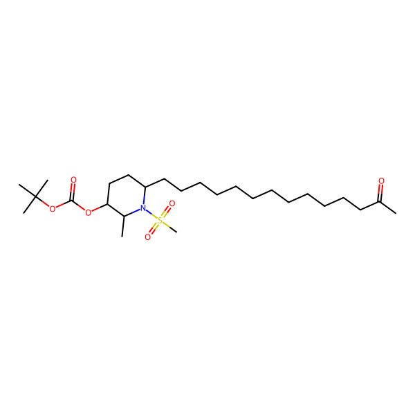 2D Structure of tert-butyl [(2R,3R,6S)-2-methyl-1-methylsulfonyl-6-(13-oxotetradecyl)piperidin-3-yl] carbonate