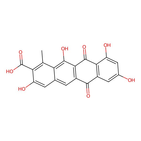 2D Structure of 6,11-Dihydro-3,8,10,12-tetrahydroxy-1-methyl-6,11-dioxo-2-naphthacenecarboxylic acid