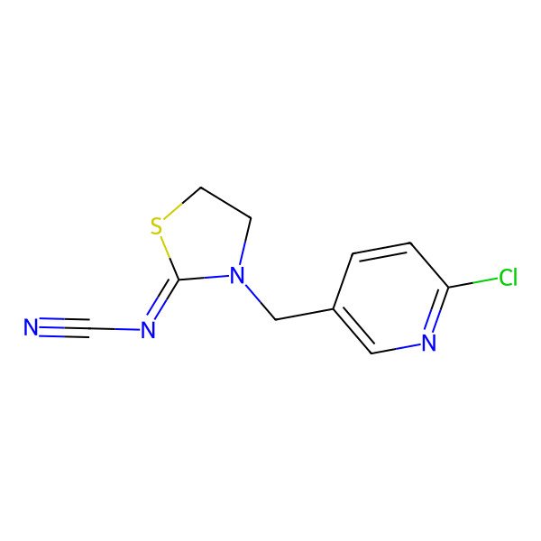 2D Structure of (3-((6-Chloropyridin-3-yl)methyl)-1,3-thiazolidin-2-ylidene)cyanamide
