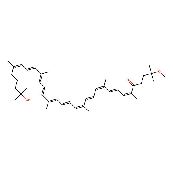 2D Structure of (6E,8E,10E,12E,14E,16E,18E,20E,22E,24E,26E)-31-hydroxy-2-methoxy-2,6,10,14,19,23,27,31-octamethyldotriaconta-6,8,10,12,14,16,18,20,22,24,26-undecaen-5-one