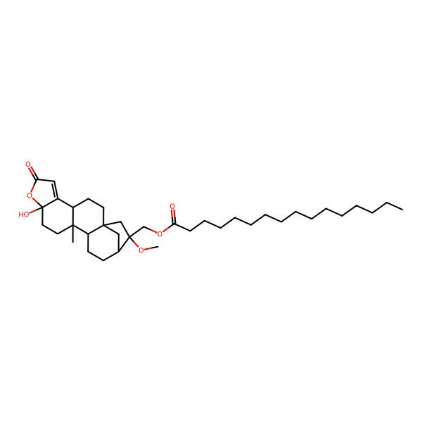 2D Structure of [(1S,4S,9R,12S,13R,16R,17R)-9-hydroxy-17-methoxy-12-methyl-7-oxo-8-oxapentacyclo[14.2.1.01,13.04,12.05,9]nonadec-5-en-17-yl]methyl hexadecanoate