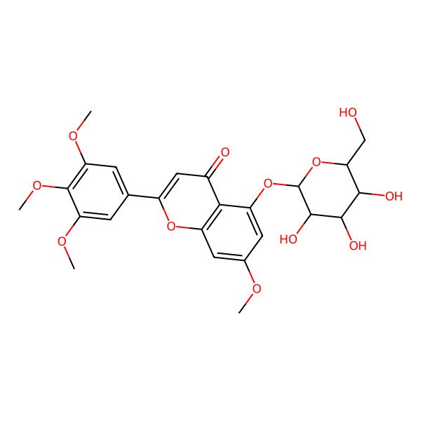 2D Structure of Tricetin 7,3',4',5'-trimethyl eter 5-glucoside 2D Structure of Tricetin 7,3',4',5'-trimethyl eter 5-glucoside