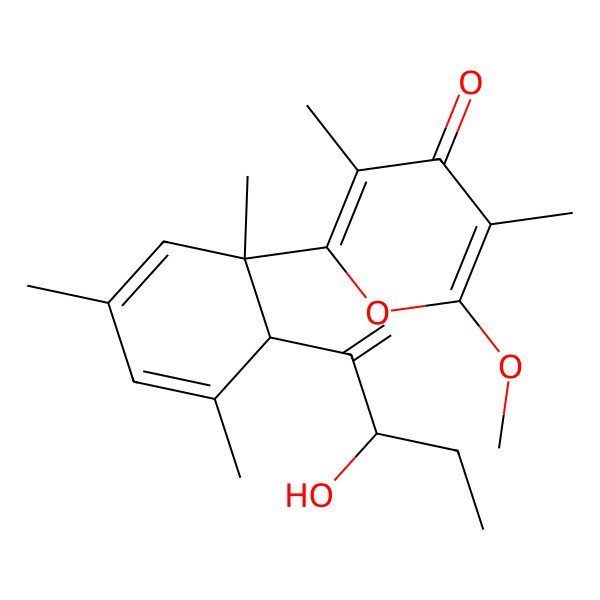 2D Structure of 2-[(1S,6S)-6-[(3R)-3-hydroxypent-1-en-2-yl]-1,3,5-trimethylcyclohexa-2,4-dien-1-yl]-6-methoxy-3,5-dimethylpyran-4-one