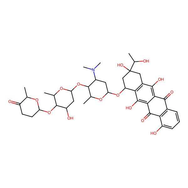 2D Structure of (9S)-7-[(2R,4S,6S)-4-(dimethylamino)-5-[(2S,4S,5S,6S)-4-hydroxy-6-methyl-5-[(2R,6S)-6-methyl-5-oxooxan-2-yl]oxyoxan-2-yl]oxy-6-methyloxan-2-yl]oxy-4,6,9,11-tetrahydroxy-9-(1-hydroxyethyl)-8,10-dihydro-7H-tetracene-5,12-dione