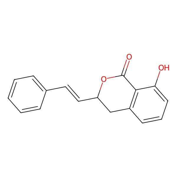 2D Structure of 8-hydroxy-3-[(E)-2-phenylethenyl]-3,4-dihydroisochromen-1-one