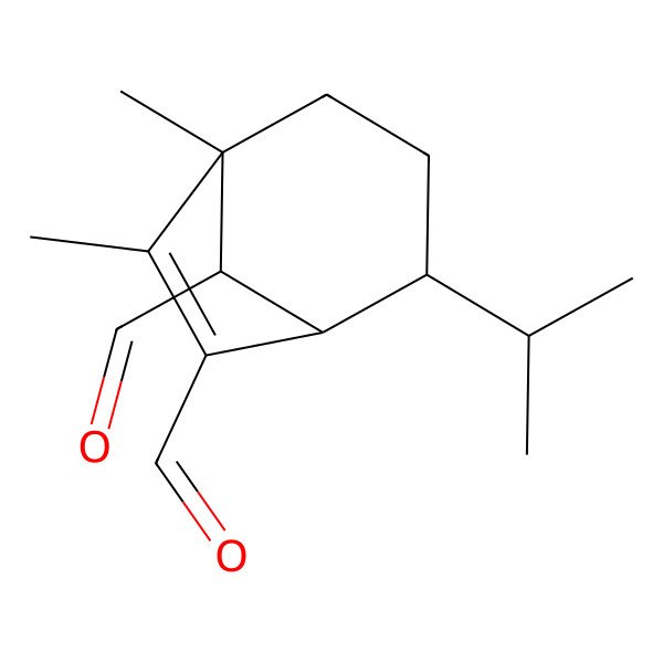 2D Structure of (1R,4R,5S,8S)-1,7-Dimethyl-4-(1-methylethyl)bicyclo(3.2.1)oct-6-ene-6,8-dicarboxaldehyde