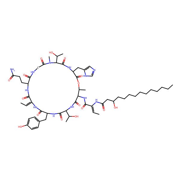 2D Structure of Unk-Abu(2,3-dehydro)-Thr(1)-D-aThr-D-Tyr-Abu(2,3-dehydro)-D-Gln-Gly-N(Me)aThr-His-(1)
