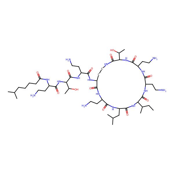 2D Structure of N-[(2S)-4-amino-1-[[(3R)-1-[[4-amino-1-oxo-1-[[(6R,9S,15S,18S,21S)-6,9,18-tris(2-aminoethyl)-12-[(2S)-butan-2-yl]-3-[(1R)-1-hydroxyethyl]-15-(2-methylpropyl)-2,5,8,11,14,17,20-heptaoxo-1,4,7,10,13,16,19-heptazacyclotricos-21-yl]amino]butan-2-yl]amino]-3-hydroxy-1-oxobutan-2-yl]amino]-1-oxobutan-2-yl]-6-methylheptanamide