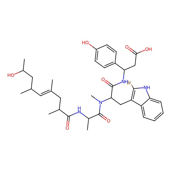 2D Structure of Unk-DL-Ala-DL-N(Me)Trp(2-Br)-bTyr-OH