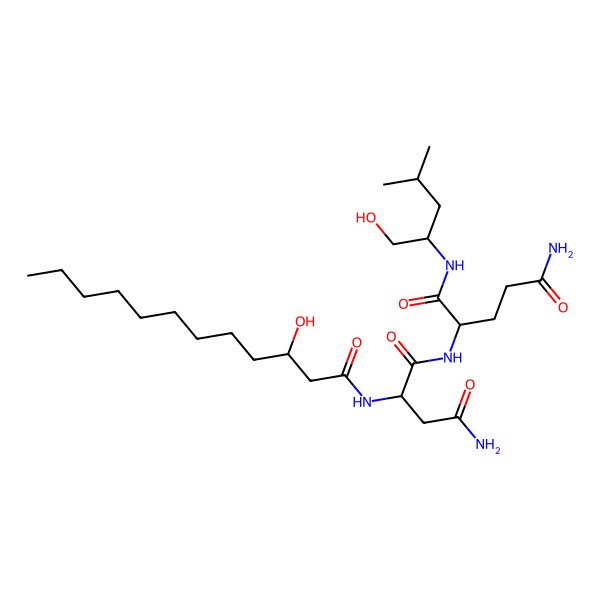 2D Structure of 2-[[4-amino-2-(3-hydroxydodecanoylamino)-4-oxobutanoyl]amino]-N-(1-hydroxy-4-methylpentan-2-yl)pentanediamide