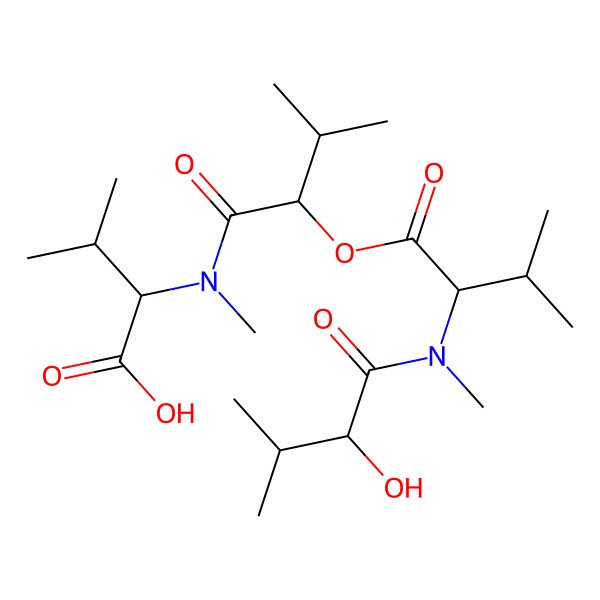2D Structure of 2-[[2-[2-[(2-Hydroxy-3-methylbutanoyl)-methylamino]-3-methylbutanoyl]oxy-3-methylbutanoyl]-methylamino]-3-methylbutanoic acid