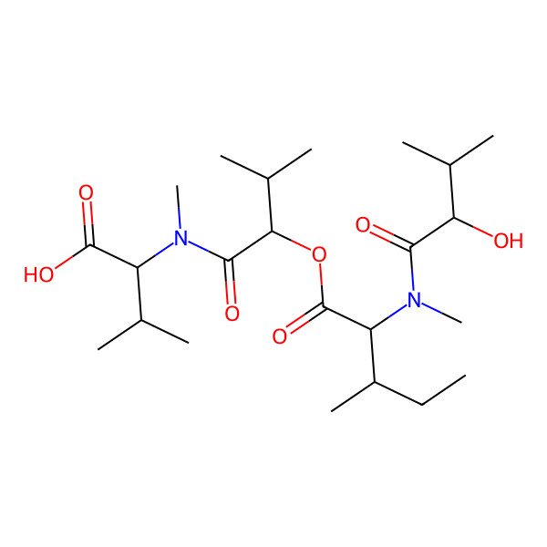 2D Structure of 2-[[2-[2-[(2-Hydroxy-3-methylbutanoyl)-methylamino]-3-methylpentanoyl]oxy-3-methylbutanoyl]-methylamino]-3-methylbutanoic acid