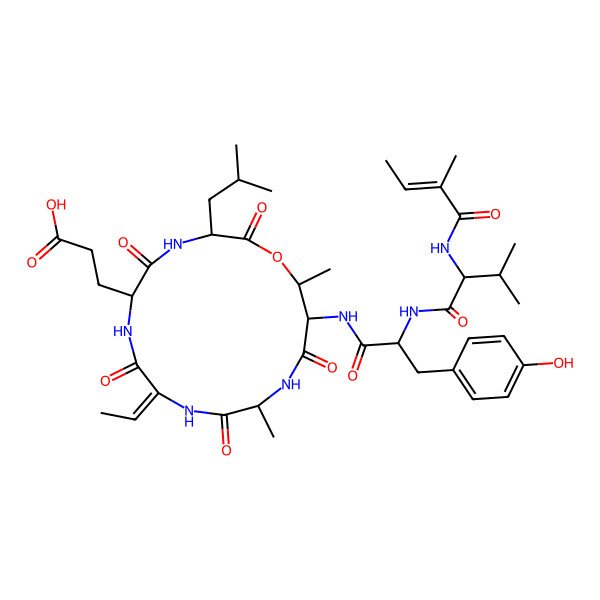 2D Structure of Unk-DL-Val-DL-Tyr-DL-xiThr(1)-DL-Ala-Abu(2,3-dehydro)-DL-Glu-DL-Leu-(1)
