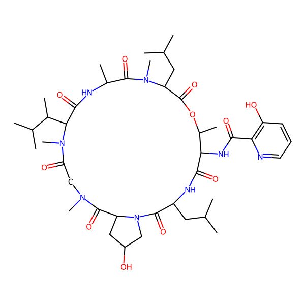 2D Structure of Unk-DL-xiThr(1)-DL-Leu-DL-xiHyp-Sar-DL-Sar(Unk)-DL-Ala-DL-N(Me)Leu-(1)