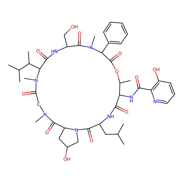 2D Structure of Unk-DL-xiThr(1)-DL-Leu-DL-xiHyp-Sar-DL-Sar(Unk)-DL-Ser-DL-N(Me)Phg-(1)