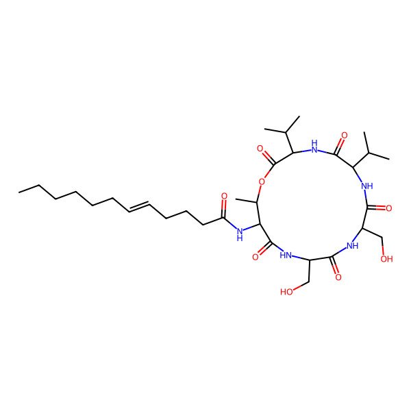 2D Structure of Unk-DL-xiThr(1)-DL-Ser-DL-Ser-DL-Val-DL-Val-(1)