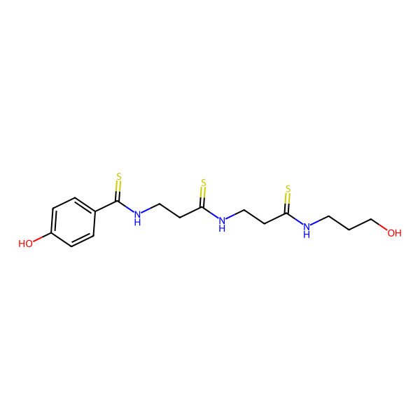 2D Structure of 4-hydroxy-N-[3-[[3-(3-hydroxypropylamino)-3-sulfanylidenepropyl]amino]-3-sulfanylidenepropyl]benzenecarbothioamide
