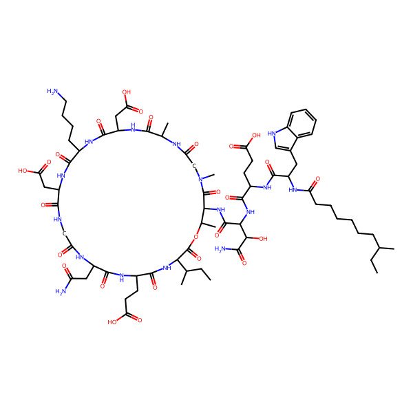 2D Structure of Unk-Trp-D-Glu-Asn(3-OH)-Thr(1)-Sar-Ala-Asp-D-Lys-Asp-Gly-D-Asn-DL-Glu-xiIle-(1)