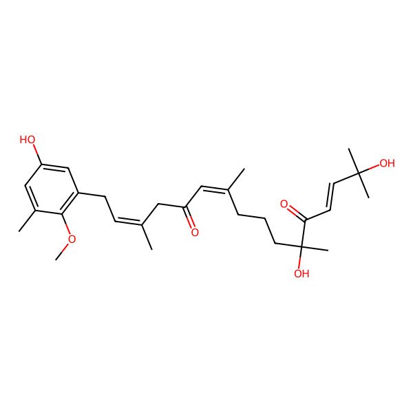 2D Structure of (2E,6Z,13E)-11,15-dihydroxy-1-(5-hydroxy-2-methoxy-3-methylphenyl)-3,7,11,15-tetramethylhexadeca-2,6,13-triene-5,12-dione