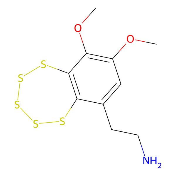 2D Structure of 8,9-Dimethoxy-1,2,3,4,5-benzopentathiepin-6-ethanamine
