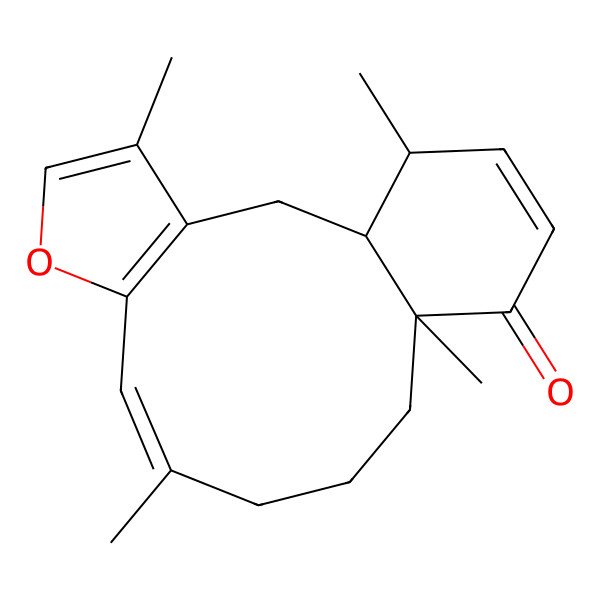2D Structure of (1S,8Z,13R,17R)-4,9,13,17-tetramethyl-6-oxatricyclo[11.4.0.03,7]heptadeca-3(7),4,8,15-tetraen-14-one