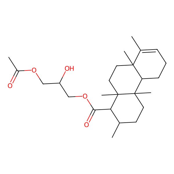 2D Structure of [(2S)-3-acetyloxy-2-hydroxypropyl] (1S,2R,4aR,4bS,8aR,10aR)-2,4a,8,8a,10a-pentamethyl-2,3,4,4b,5,6,9,10-octahydro-1H-phenanthrene-1-carboxylate