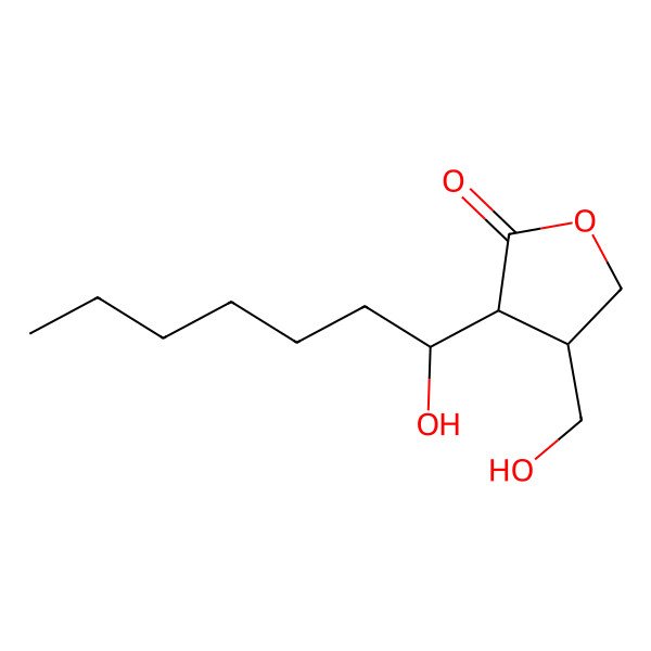 2D Structure of (3R,4R)-3-[(1S)-1-hydroxyheptyl]-4-(hydroxymethyl)oxolan-2-one