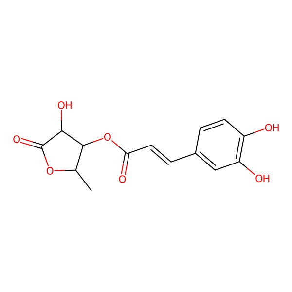 2D Structure of [(2R,3S,4S)-4-hydroxy-2-methyl-5-oxooxolan-3-yl] (E)-3-(3,4-dihydroxyphenyl)prop-2-enoate