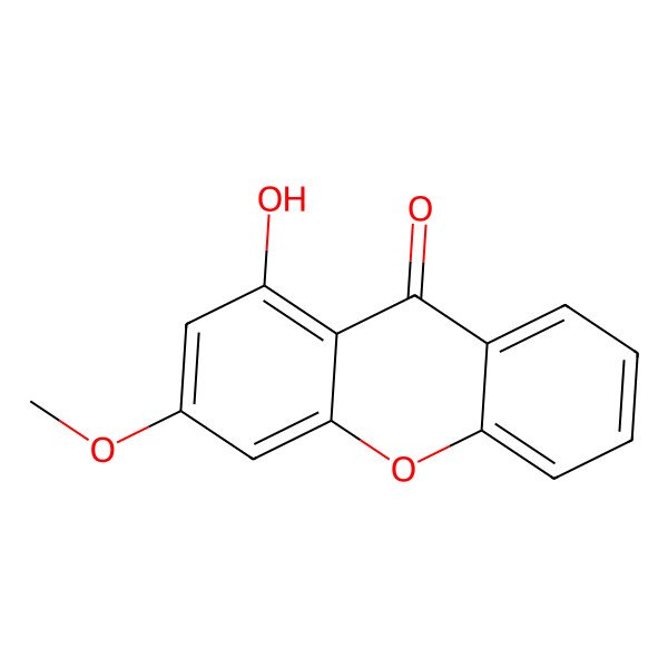 2D Structure of Xanthen-9-one, 1-hydroxy-3-methoxy-