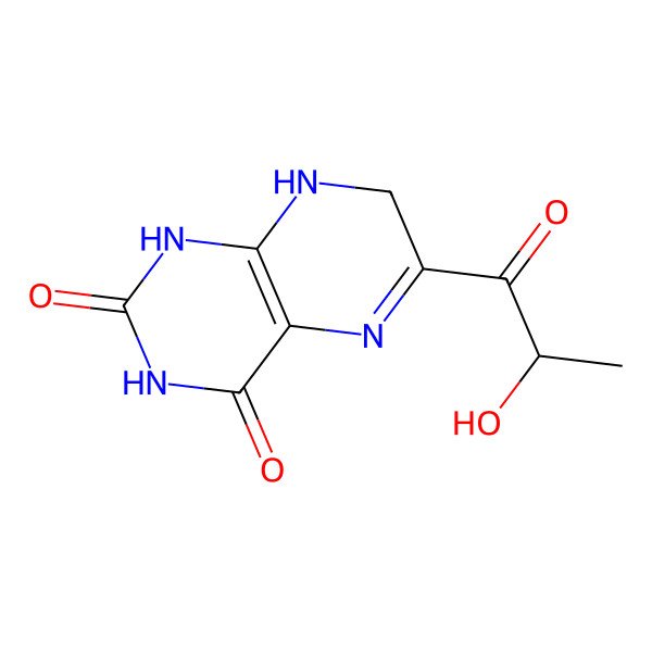 2D Structure of 7,8-Dihydro-6-(2-hydroxy-1-oxopropyl)-2,4(1H,3H)-pteridinedione