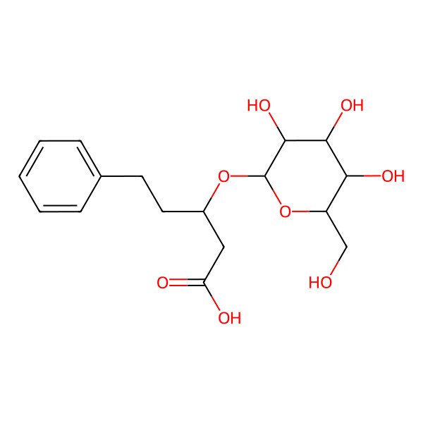 2D Structure of xi-3-Hydroxy-5-phenylpentanoic acid O-beta-D-Glucopyranoside 2D Structure of xi-3-Hydroxy-5-phenylpentanoic acid O-beta-D-Glucopyranoside