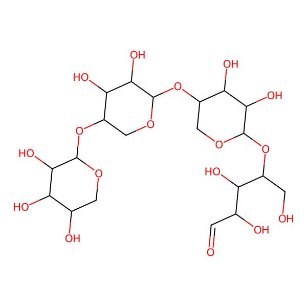 2D Structure of Xyl(b1-4)Xyl(b1-4)Xyl(b1-4)aldehydo-Ara