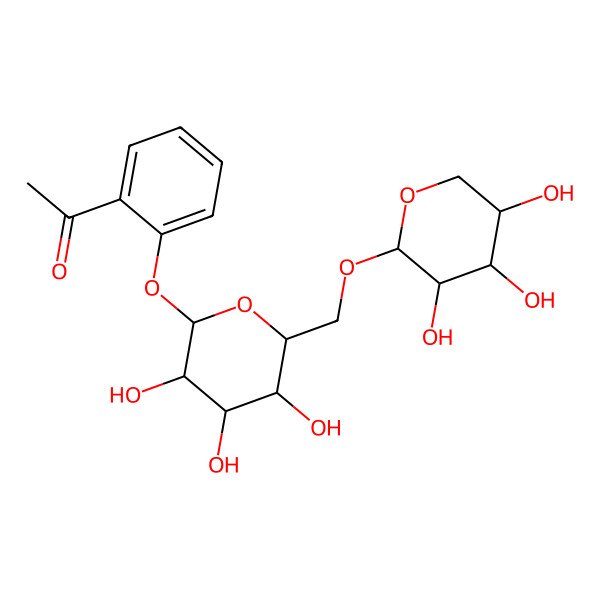 2D Structure of Xyl(b1-6)Glc(b)-O-Ph(2-Ac)