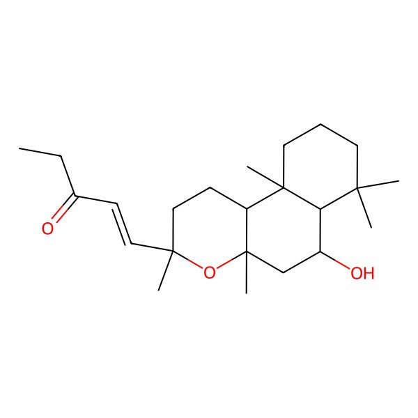 2D Structure of (E)-1-[(3R,4aR,6S,6aS,10aS,10bR)-6-hydroxy-3,4a,7,7,10a-pentamethyl-2,5,6,6a,8,9,10,10b-octahydro-1H-benzo[f]chromen-3-yl]pent-1-en-3-one